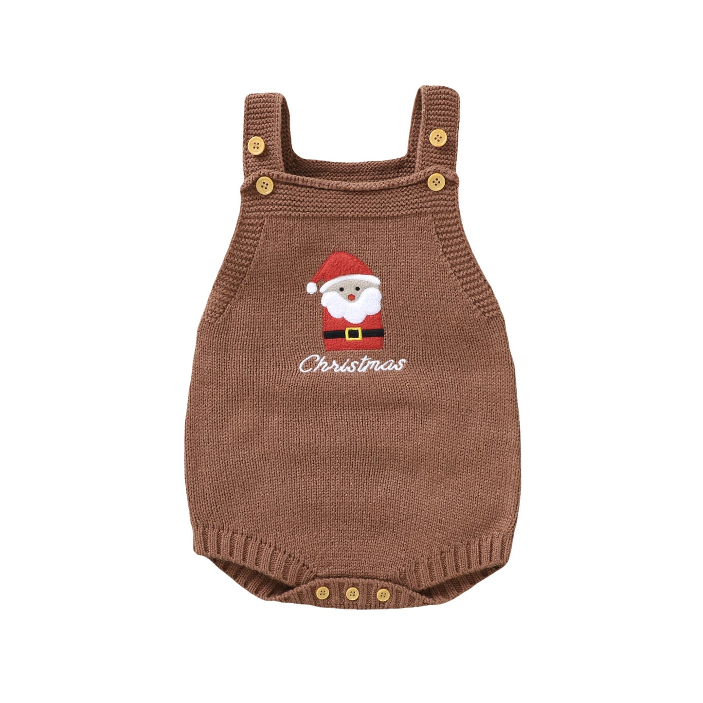 1-18M Christmas Baby Boy Girl Romper Newborn Infant Sleeveless Tree Santa Embroidery Knit Overall Jumpsuit Xmas Costumes