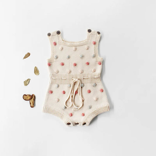 Infant Baby Girls knitted Wool Bodysuit Handmade Colored Hair Ball Sweater Bodysuits 0-24 Months