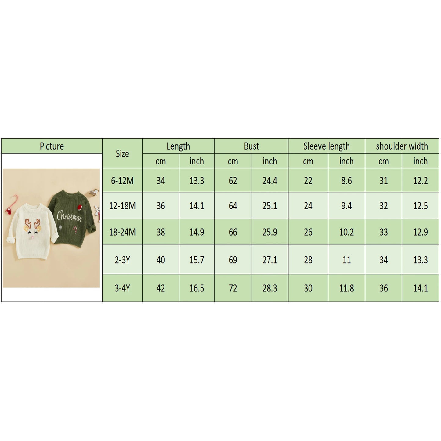 Baby Girl Christmas Sweaters Classic Long Sleeve Reindeer/Letter Embroidery Knit Pullover Toddler Tops for 1 to 4 Years