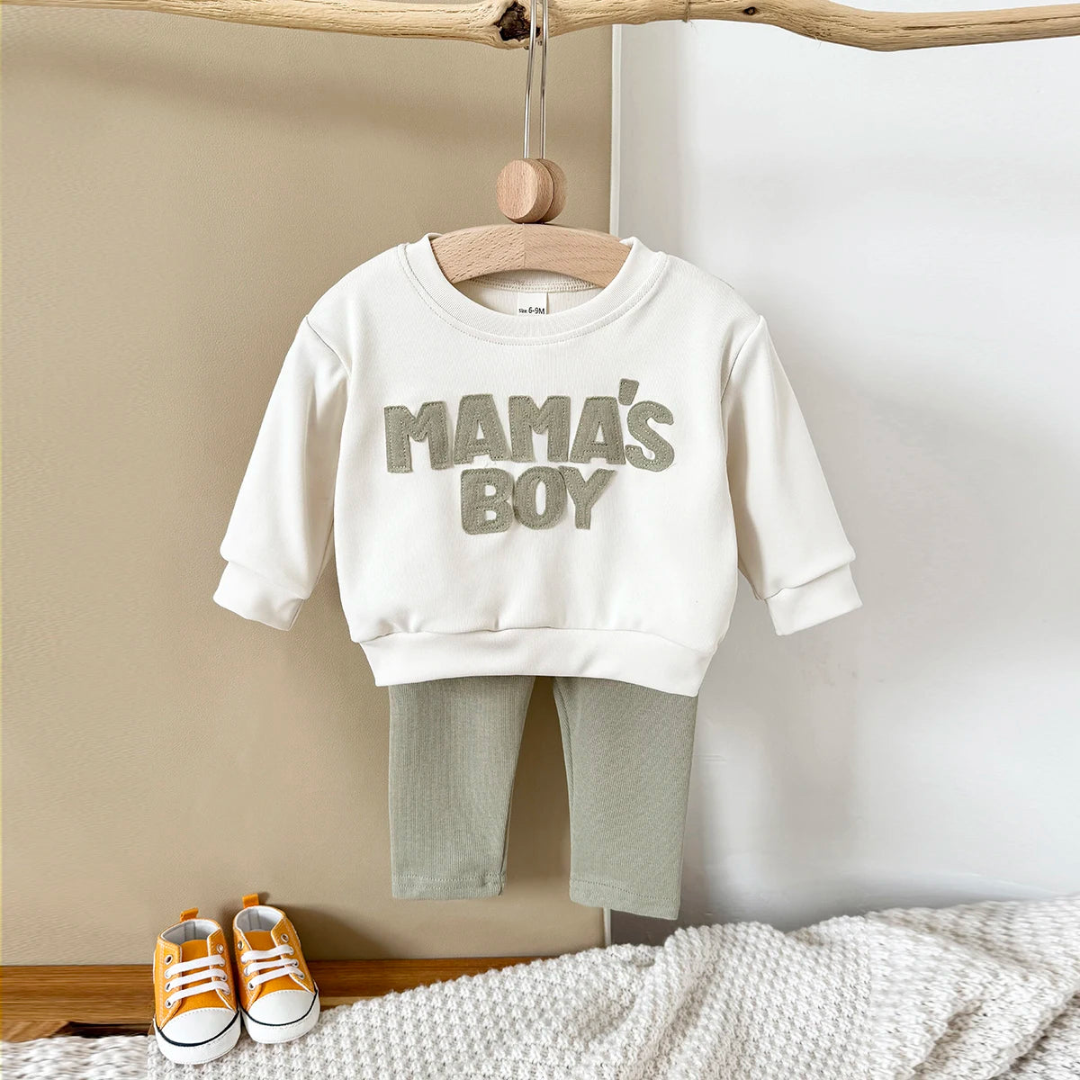 2025 Baby Boy Clothes MAMA'S BOY Sets Fall Baby Girl Infant Outfit Sweatshirt Top Pants 2Pcs Long Sleeve Winter Warm Infant Suit