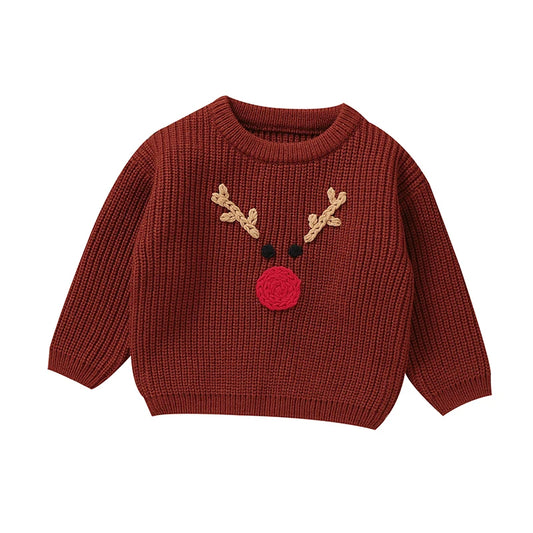 Christmas Baby Sweater Knit Newborn Kid Xmas Clothes Cute Cartoon Elk Tops Outerwear Infant Boy Girl Pullover Long Sleeve Winter