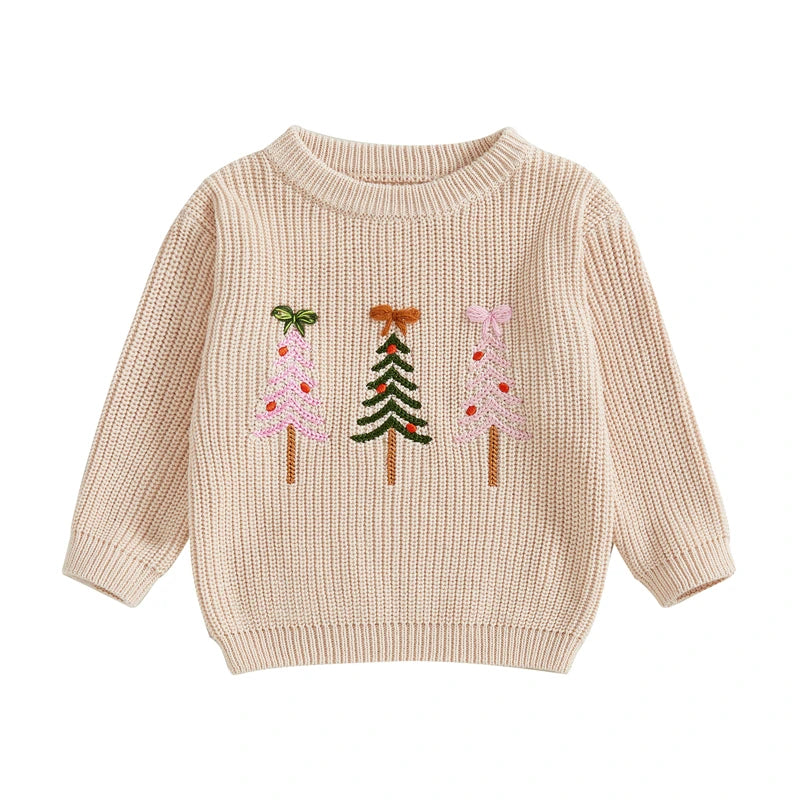 Toddler Newborn Baby Girl Christmas Sweater Long Sleeve Crew Neck Tree Winter Warm Knit Pullover Sweater Infant Clothes