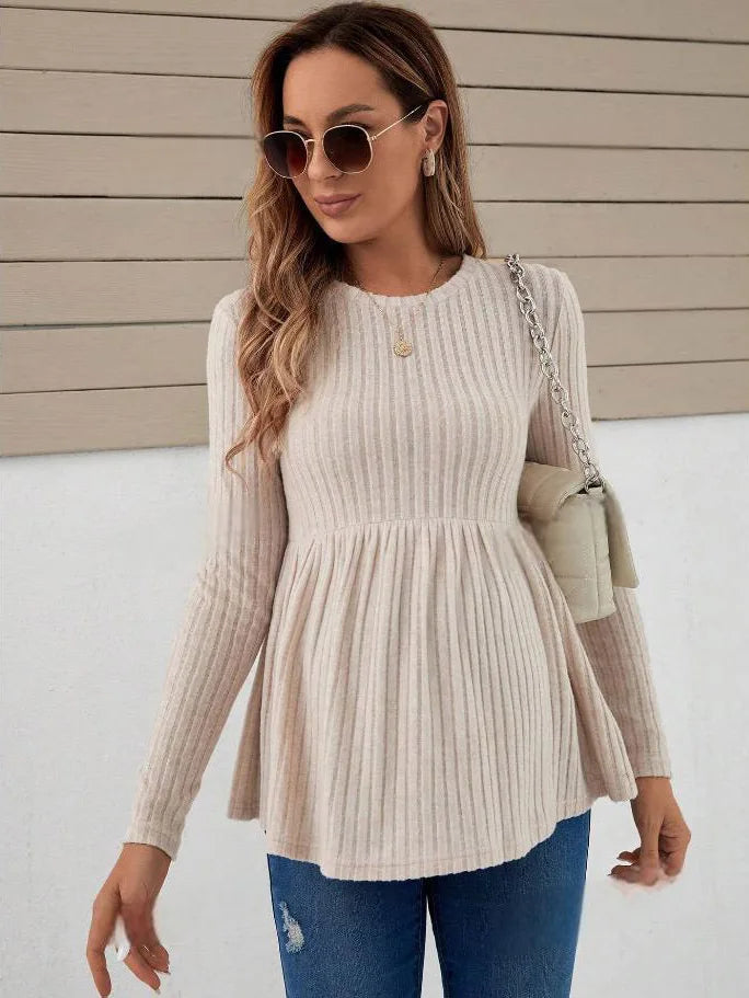 2025 Autumn Maternity Women Knitted T Shirts Fashion Solid Color Ruffles Knitwear Blouse Shirts For Pregnant Women Pullover Tops