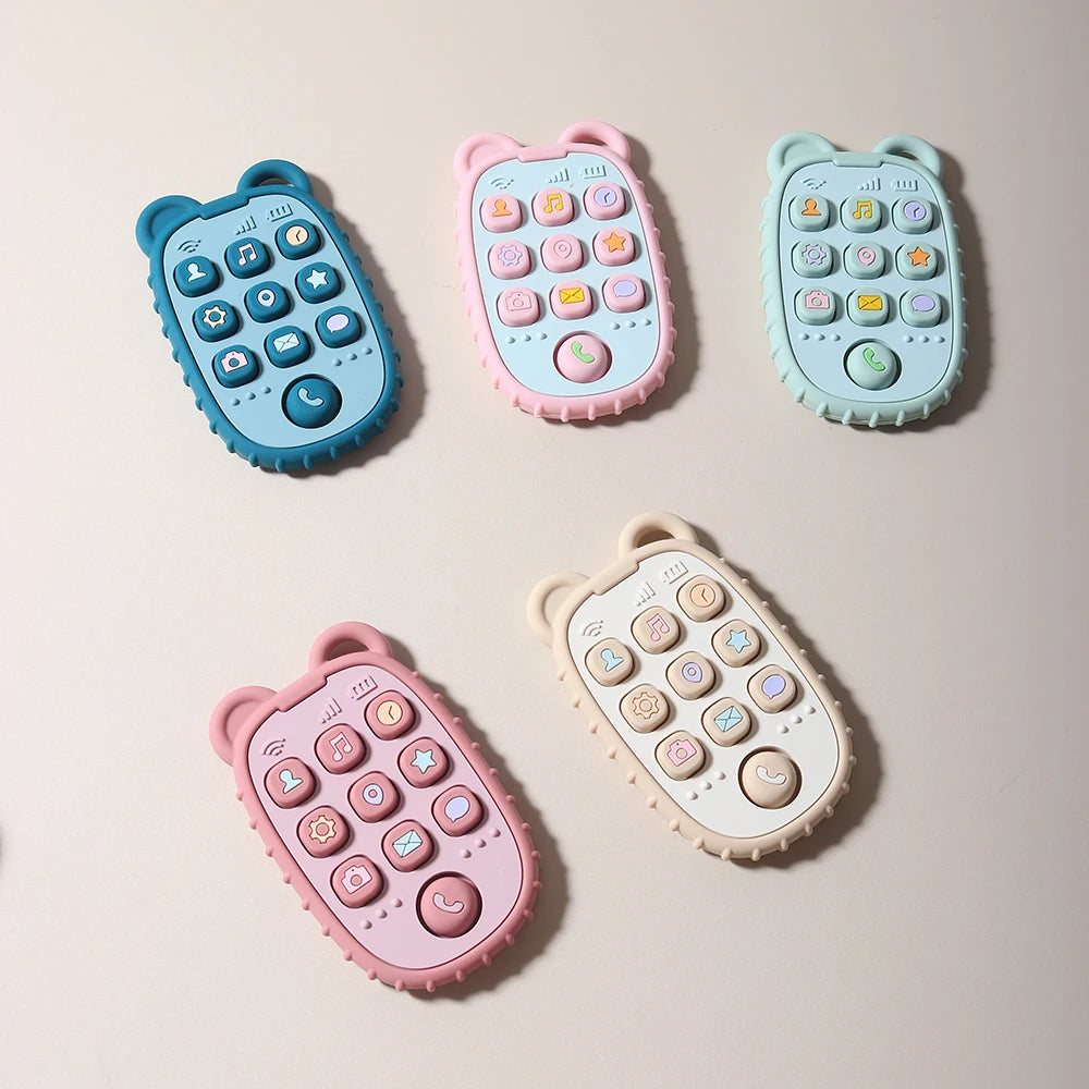 2024 New Baby Teether mobile phone Shape Silicone Teether Teething Toy Kids Sensory Educational Toy baby gift set