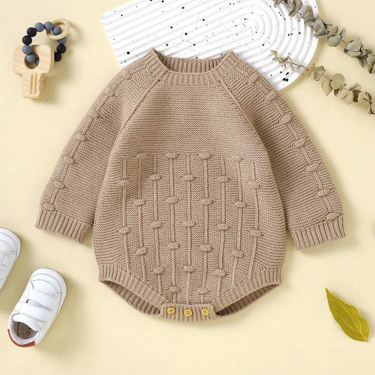 Newborn Baby Girl Boy Sweater Bodysuit Autumn Winter Clothes Solid Color Knitted Long Sleeve Jumpsuit for Kids Infant Baby Items