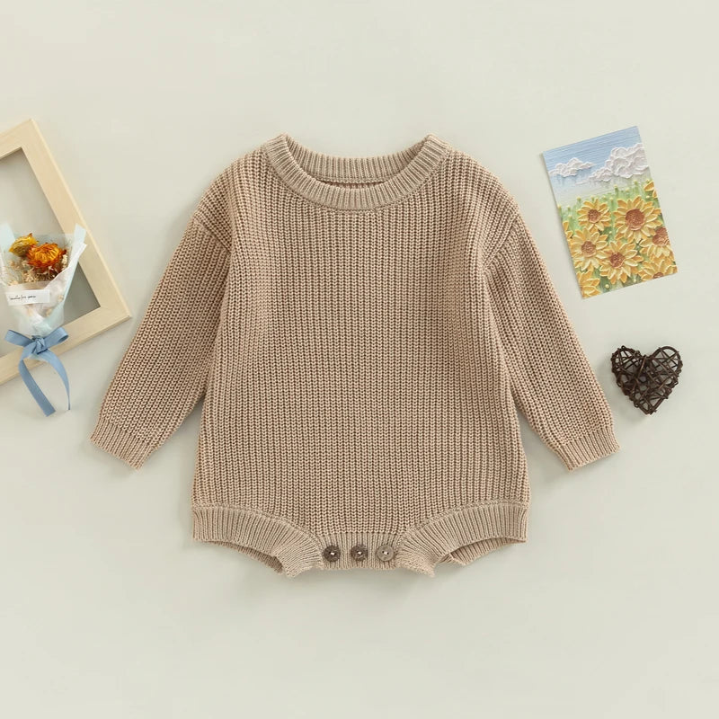 Baby Newborn Rompers Cotton Knit Clothes Infants Solid Color Playsuits Boys and Girls Sweater Jumpsuits Babies Clothing