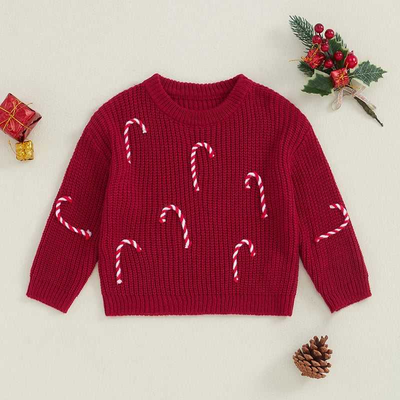 Christmas Sweaters Newborn Infant Knit Wear Toddler Knitting Pullovers Tops Baby Girl Boy Candy Cane Sweaters Kids Sweaters