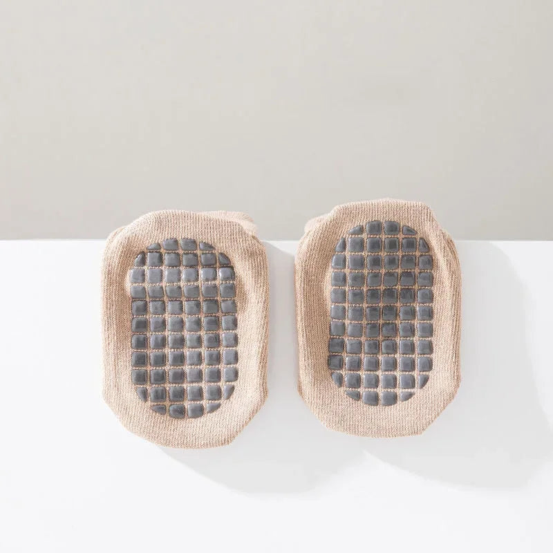 5 Pairs/lot Baby Non Slip Floor Sock 5colored Of Bear Print Infant Girl Cotton Socks Solid Autumn Anti Slip Children's Knee Sock