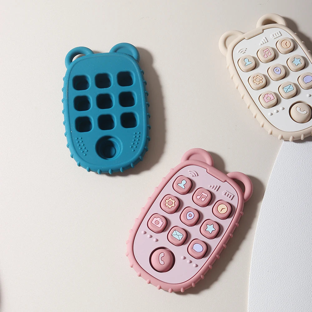 2024 New Baby Teether mobile phone Shape Silicone Teether Teething Toy Kids Sensory Educational Toy baby gift set