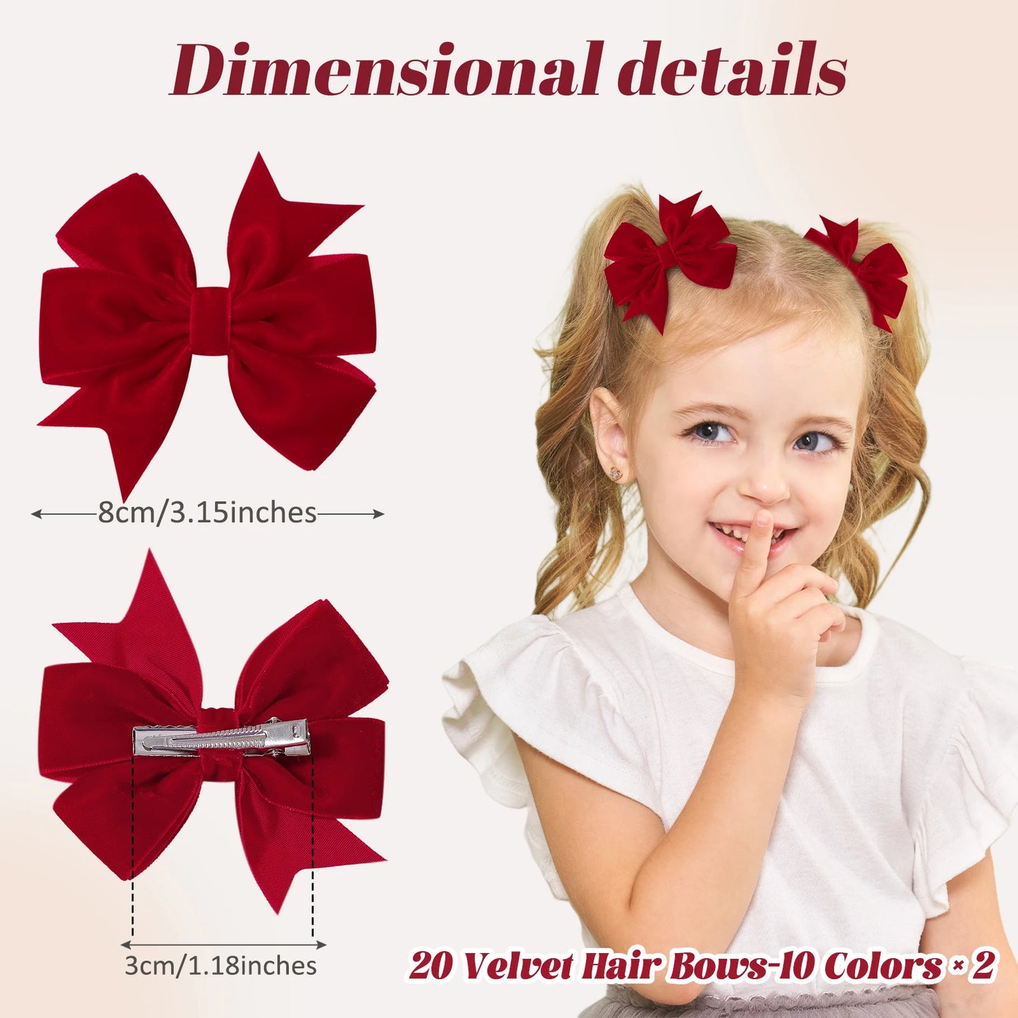 2pcs/set Handmade Velvet Bow Hair Clips for Baby Girls Vintage Christmas Red Green Bowknot Hairpins Barrette Hair Accessories