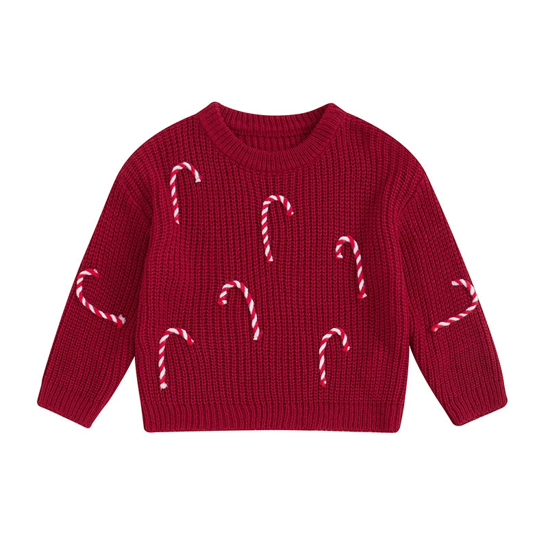 Christmas Sweaters Newborn Infant Knit Wear Toddler Knitting Pullovers Tops Baby Girl Boy Candy Cane Sweaters Kids Sweaters