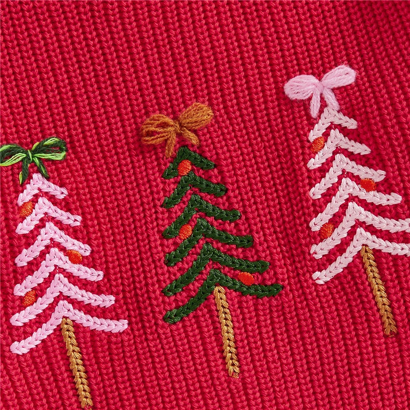 Toddler Newborn Baby Girl Christmas Sweater Long Sleeve Crew Neck Tree Winter Warm Knit Pullover Sweater Infant Clothes