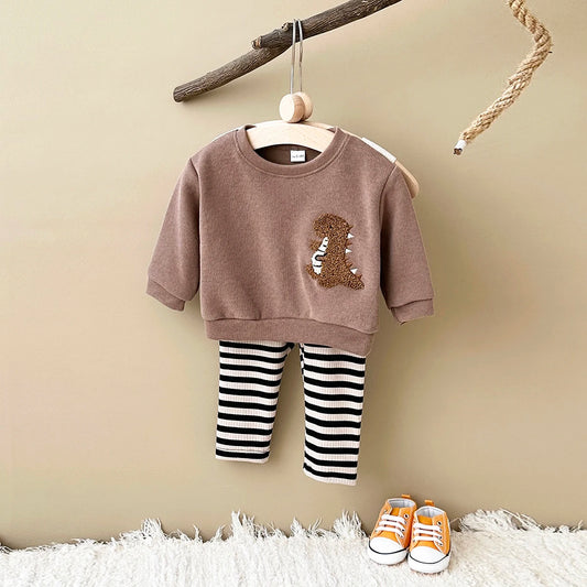 Baby Boy Clothes Sets Newborn 2Pcs Cartoon Embroidery Long Sleeve Infant Top Pants Fall Warm Clothes Autumn Baby Girl Clothes