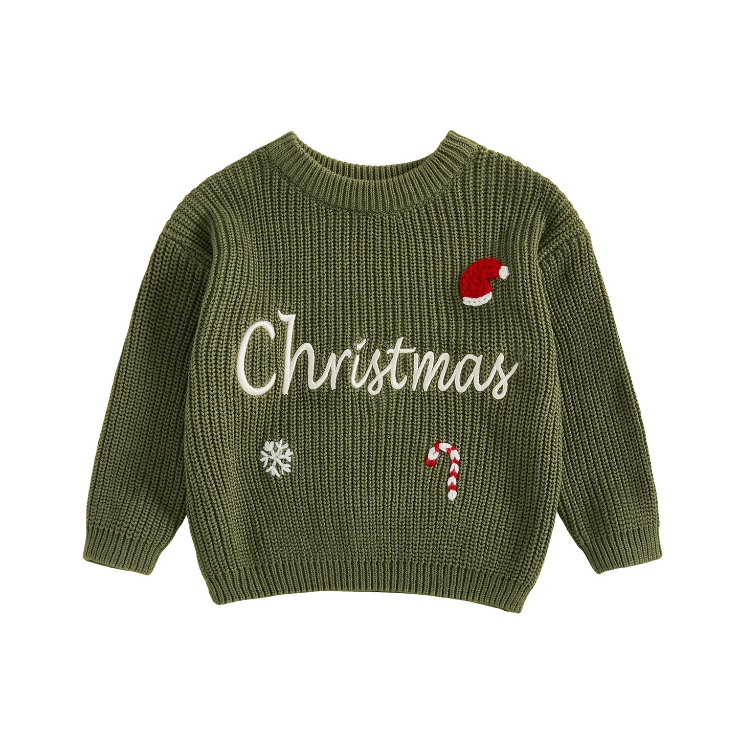 Baby Girl Christmas Sweaters Classic Long Sleeve Reindeer/Letter Embroidery Knit Pullover Toddler Tops for 1 to 4 Years