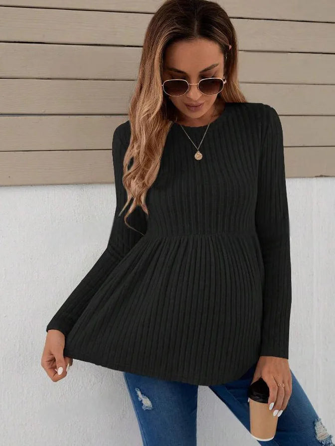 2025 Autumn Maternity Women Knitted T Shirts Fashion Solid Color Ruffles Knitwear Blouse Shirts For Pregnant Women Pullover Tops